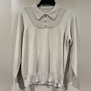NWT Beige Long Sleeve Extra Soft Sweater with Collar Size Medium